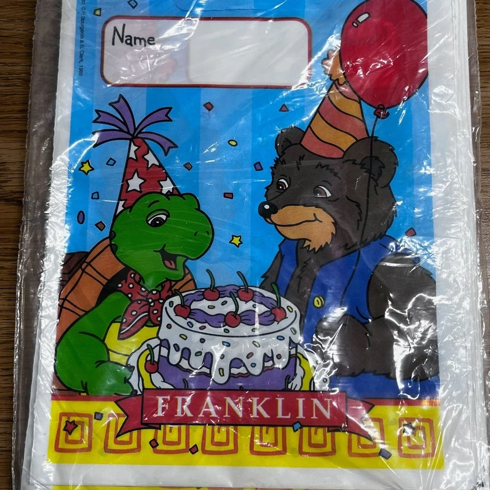 DesignWare Franklin the Turtle Party Gift Bags Plastic 8 Count Vintage 1986 90s